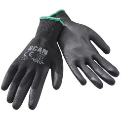 Outlet ???? Scan PU Poly Palm Work Gloves 5 Pairs XMS22PUGLOVE ????
