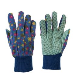 Budget ✔️ Silverline Tools Floral Blue Gardening Easy Grip Cotton Gloves Medium Size ????