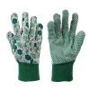 Coupon 🧨 Silverline Tools Floral Green Gardening Easy Grip Cotton Gloves Medium Size 🛒