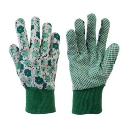 Coupon 🧨 Silverline Tools Floral Green Gardening Easy Grip Cotton Gloves Medium Size 🛒