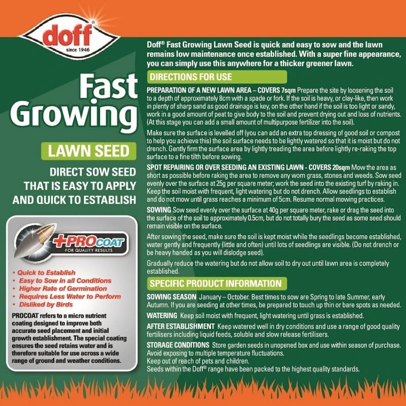 Flash Sale ✨ Doff Fast Growing Procat Lawn Grass Seed FLC500DOF 500g ✔️ 3 Flash Sale ✨ Doff Fast Growing Procat Lawn Grass Seed FLC500DOF 500g ✔️ - Image 3