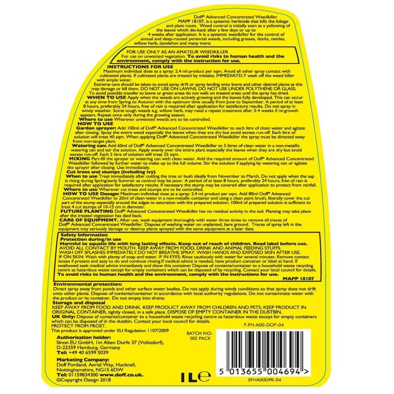 Best Pirce ???? Doff Advanced Weed And Root Killer Concentrated Weedkiller 1 Litre F-FH-A00-DOF-04 ???? 3 Best Pirce ???? Doff Advanced Weed And Root Killer Concentrated Weedkiller 1 Litre F-FH-A00-DOF-04 ???? - Image 3