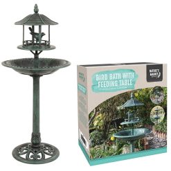 Deals ⭐ Nature's Market Natures Market Decorative Garden Bird Bath Sheltered Feeding Table BB01 ????