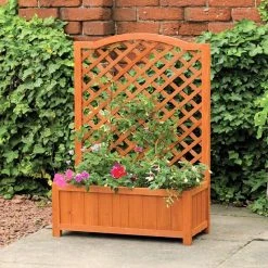 Best Sale 🤩 Kingfisher Garden Kingfisher Square Garden Wood Planter Wooden Trellis Backed 1m Tall PLANTER3 ⭐
