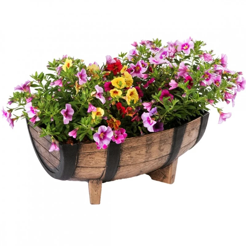 Hot Sale 🔔 Kingfisher Garden Kingfisher Wood Effect Plant Half Barrel Plastic Planter Trough 16 Inch PPOT02 👏 7 Hot Sale 🔔 Kingfisher Garden Kingfisher Wood Effect Plant Half Barrel Plastic Planter Trough 16 Inch PPOT02 👏 - Image 7