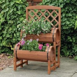 Best Sale 😀 Kingfisher Garden Kingfisher Wooden Decorative Twin Barrel Plant Flower Planter Trellis PLANTER6 👍