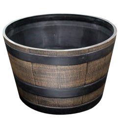 Promo ???? Kingfisher Garden Kingfisher Wooden Effect Plant Barrel Plastic Planter Medium 17 Inch PPOT05 ????