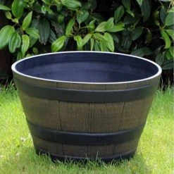 Brand new 🌟 Kingfisher Garden Kingfisher Wooden Effect Plant Barrel Plastic Planter Small 13 Inch PPOT06 🔥 -Everbuild shop unnamed file 906