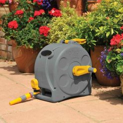 New ???? Hozelock Wall Or Floor Garden Hose Pipe 25m Reel 2415 ????